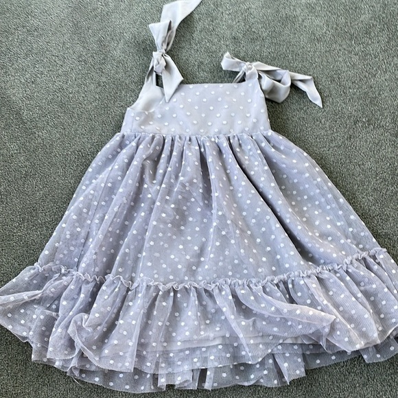 Maisonette Maison Me Polka Dot Gray Anja Tulle Dress “Dusty Blue” - Picture 5 of 12